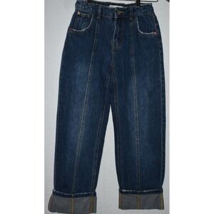 ZARA Girls 11-12Y Wide Leg Denim Jeans Pants Blue Adjustable Waist Pockets Comfy